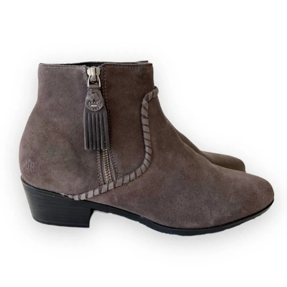 Jack Rogers Gray Suede Ankle Boots Women's Size 9 Winter Bootie Coastal Cowgirl
